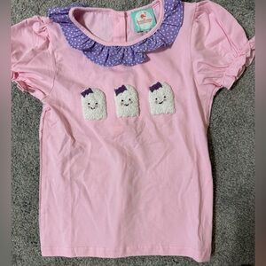 Smocked flamingo Halloween ghost shirt